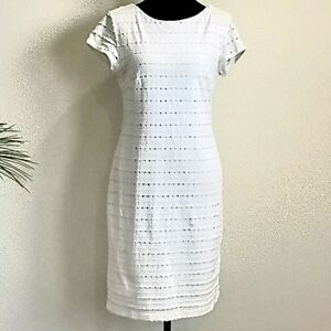 Versona White Textured Cap-Sleeve Midi Dress